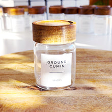 Load image into Gallery viewer, Personalised Glass Herb & Spice Jars With Acacia Wood Screw Lid