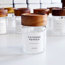 Load image into Gallery viewer, Personalised Glass Herb & Spice Jars With Acacia Wood Screw Lid