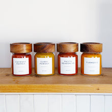 Load image into Gallery viewer, Personalised Glass Herb & Spice Jars With Acacia Wood Screw Lid