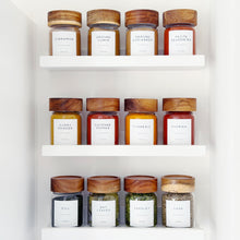 Load image into Gallery viewer, Personalised Glass Herb & Spice Jars With Acacia Wood Screw Lid