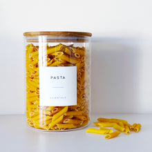 Load image into Gallery viewer, Extra Wide Glass Jar With White Personalised Label And Airtight Natural Bamboo Lid