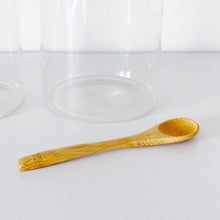 Load image into Gallery viewer, Glass Storage Jar With White Waterproof Personalised Label, Natural Bamboo Lid And Spoon