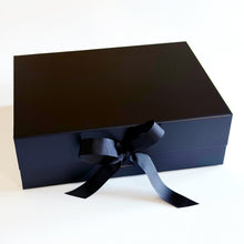 Load image into Gallery viewer, Luxury A4 Personalised Black Gift Box With Magnets & Ribbon