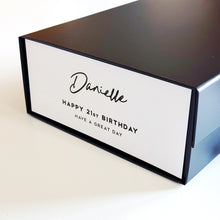 Load image into Gallery viewer, Luxury A4 Personalised Black Gift Box With Magnets & Ribbon