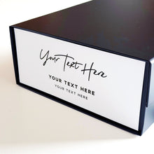 Load image into Gallery viewer, Luxury A4 Personalised Black Gift Box With Magnets & Ribbon