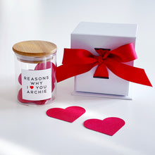 Load image into Gallery viewer, Reasons Why I Love You Jar, Gift Box & Hearts