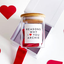 Load image into Gallery viewer, Reasons Why I Love You Jar, Gift Box & Hearts