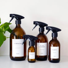 Load image into Gallery viewer, Amber Glass Or Plastic Spray Bottle With Personalised Label