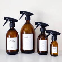 Load image into Gallery viewer, Amber Glass Or Plastic Spray Bottle With Personalised Label
