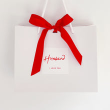 Load image into Gallery viewer, Personalised Luxury White Gift Bag & Red Ribbon