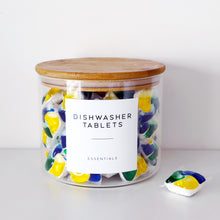 Load image into Gallery viewer, Glass Dishwasher Tablet Storage Jar – Bamboo Airtight Lid