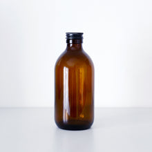Load image into Gallery viewer, Amber Glass Or Plastic Bottle With Black Metal Screw Lid