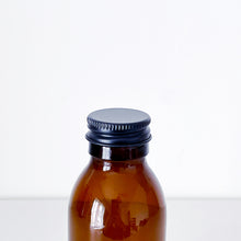 Load image into Gallery viewer, Amber Glass Or Plastic Bottle With Black Metal Screw Lid