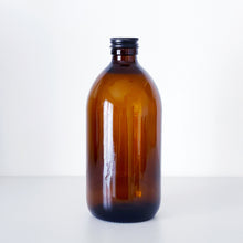 Load image into Gallery viewer, Amber Glass Or Plastic Bottle With Black Metal Screw Lid