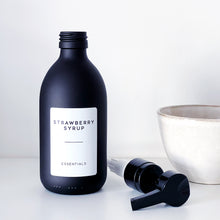 Load image into Gallery viewer, Matt Black Glass Syrup Dispenser Bottle With White Personalised Label And Plastic Pump
