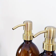 Load image into Gallery viewer, Set Of 3 Amber Bottles - Glass Or Plastic - Hands, Dishes And Surfaces - Metal Pump Dispensers & Trigger Spray