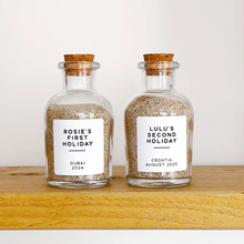 Load image into Gallery viewer, Personalised First Holiday Sand Bottle
