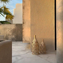 Load image into Gallery viewer, A pair of Garaffa light shades used as outdoor decoration in ibiza.