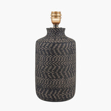 Load image into Gallery viewer, Rustic black and natural stoneware lamp base, perfect for a mediterranean interior.