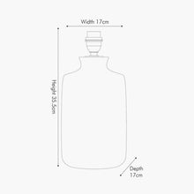 Load image into Gallery viewer, Natural textured stoneware lamp base measurements.