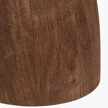 Load image into Gallery viewer, Corella dark chocolate mango wood table lamp base grain detail.