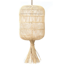 Load image into Gallery viewer, The Dumpling mediterranean inspired boho woven rattan pendant light shade
