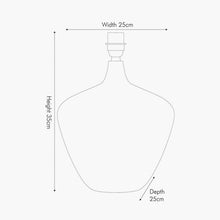 Load image into Gallery viewer, Manaia ribbed wood table lamp base measurements diagram.