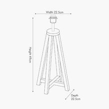 Load image into Gallery viewer, Whitby natural tapered table lamp base measurements diagram.