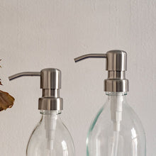 Load image into Gallery viewer, Clear Dispenser Bottle With Stamped Personalised Label & Metal Pump