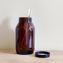 Load image into Gallery viewer, Refillable Tall Amber Glass Jar With Optional Stamped Personalised Label