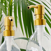 Load image into Gallery viewer, Clear Glass Dispenser Bottle With White Personalised Label And Metal Pump