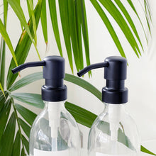 Load image into Gallery viewer, Clear Glass Dispenser Bottle With White Personalised Label And Metal Pump