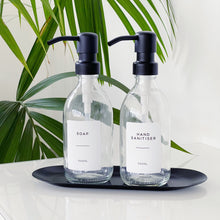 Load image into Gallery viewer, Clear Glass Dispenser Bottle With White Personalised Label And Metal Pump
