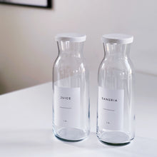 Load image into Gallery viewer, Glass Carafe With White Personalised Waterproof Label