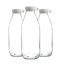 Load image into Gallery viewer, Glass Milk Bottle With White Personalised Label
