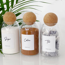 Load image into Gallery viewer, Set Of Tea, Coffee & Sugar Cork Ball Jars