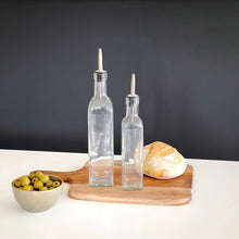 Load image into Gallery viewer, Glass Oil/Vinegar Pourer Bottle With White Personalised Label