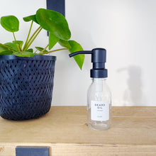 Load image into Gallery viewer, Clear Glass Dispenser Bottle With White Personalised Label And Metal Pump