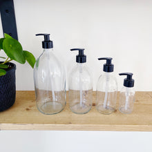 Load image into Gallery viewer, Clear Dispenser Bottle With Stamped Personalised Label And Plastic Pump