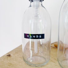 Load image into Gallery viewer, Clear Dispenser Bottle With Stamped Personalised Label And Plastic Pump