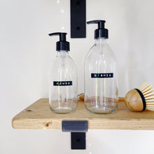 Load image into Gallery viewer, Clear Dispenser Bottle With Stamped Personalised Label And Plastic Pump