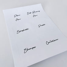 Load image into Gallery viewer, 8cm x 8cm Square White Script Font Waterproof Custom Labels