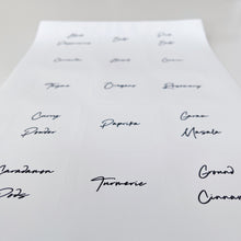 Load image into Gallery viewer, 5cm x 5cm Square White Script Font Waterproof Custom Labels