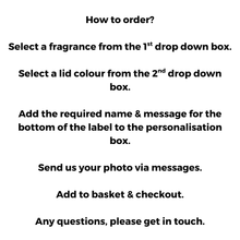 Load image into Gallery viewer, Personalised Photo Birthday Candle Gift - Soy Wax - Choice Of Fragrance
