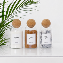 Load image into Gallery viewer, Set Of Tea, Coffee &amp; Sugar Cork Ball Jars
