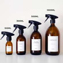 Load image into Gallery viewer, Amber Glass Or Plastic Spray Bottle With Personalised Label
