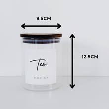Load image into Gallery viewer, Set Of 3 Glass &amp; Acacia Jars - Tea, Coffee &amp; Sugar
