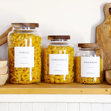 Load image into Gallery viewer, Large Kitchen Storage Jar With Airtight Acacia Wood Lid And Personalised Label
