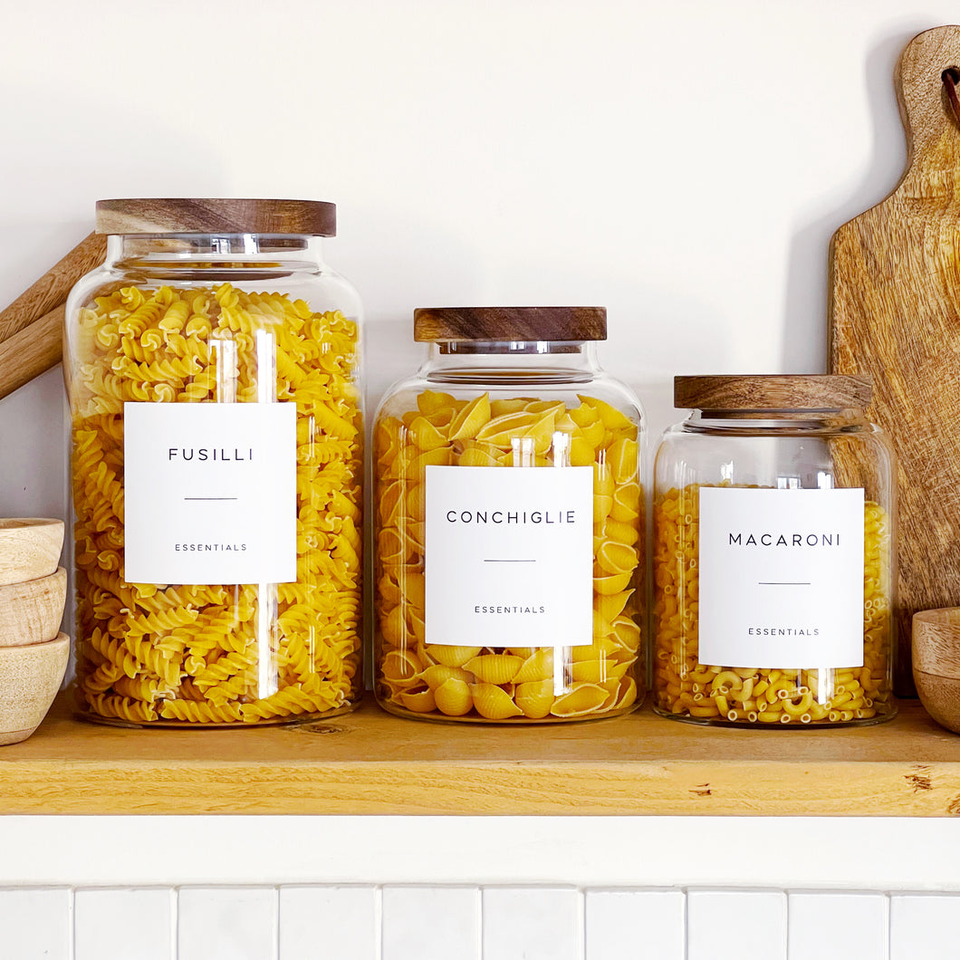 Large Kitchen Storage Jar With Airtight Acacia Wood Lid And Personalised Label