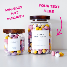 Load image into Gallery viewer, Mini Egg Storage Jar With Personalised Label - Choice Of Sizes - No Eggs Included
